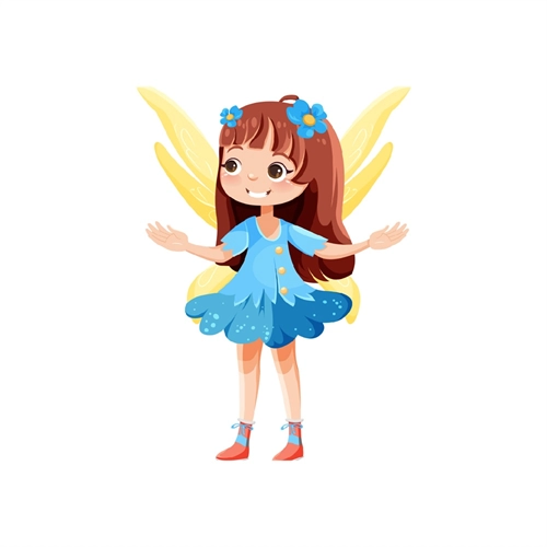 Smiling Fairy in Blue Dress Transparent Sticker